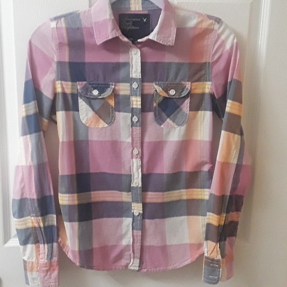 American Eagle Outfitters Tops - American Eagle XS Plaid button down 100% c…
